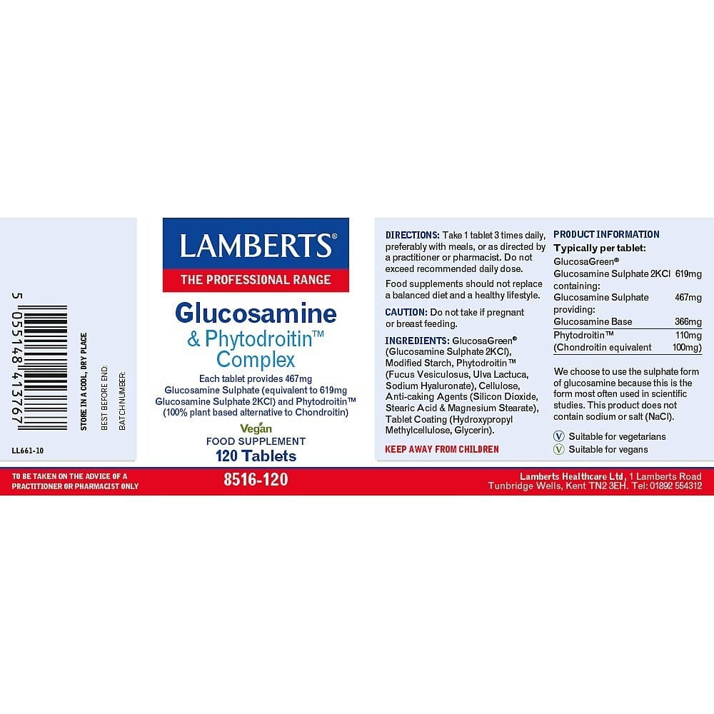 Lamberts Glucosamine and Phytodroitin Complex Tablets (120) BBE 02/2029 view 2