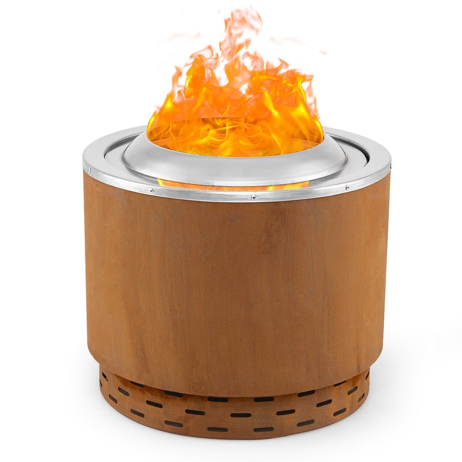 49cm Stainless Steel Wood Burning Firepit Smokeless Fire Pit Brown