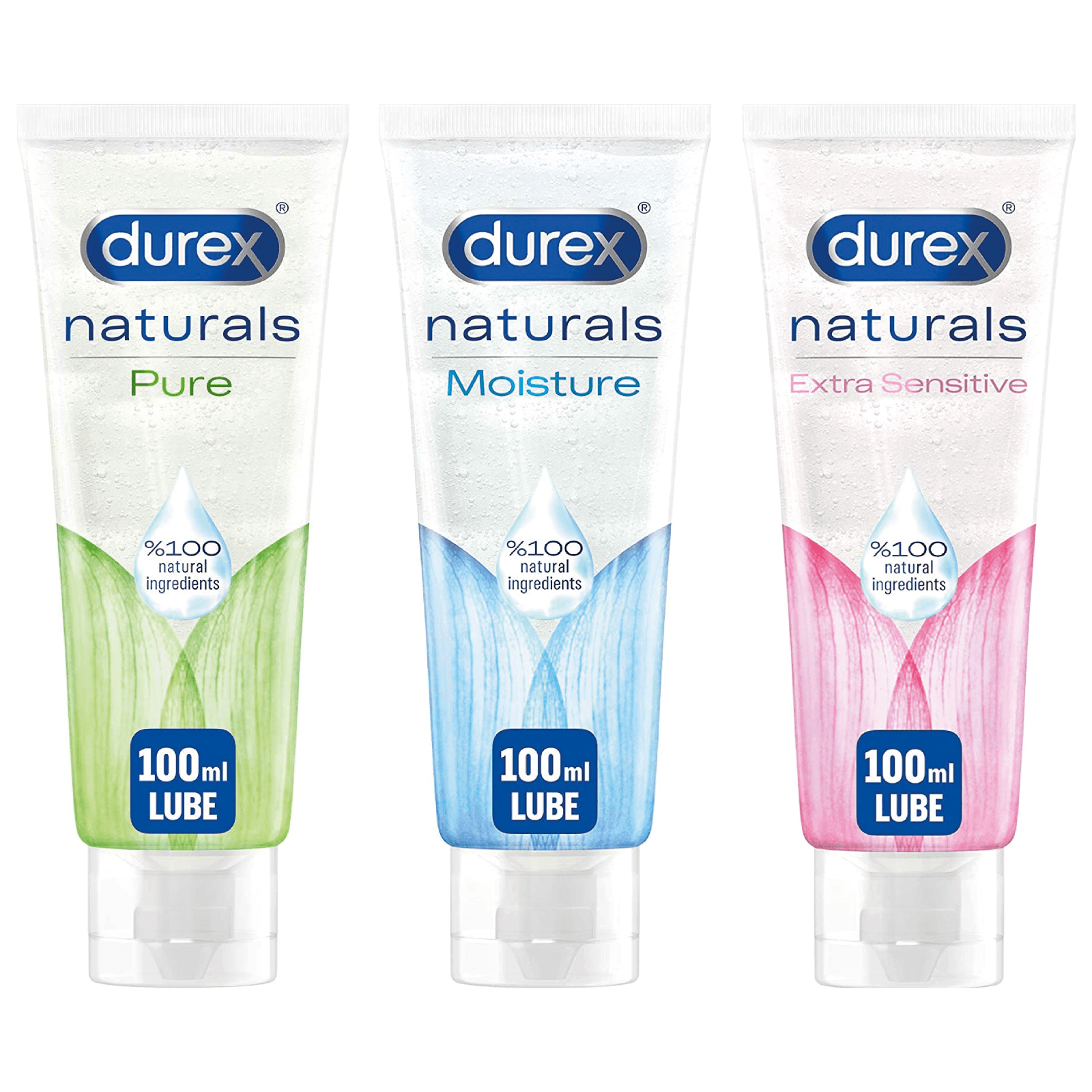 Durex Natural Intimate Water Based Lubes Aloe| Sensitive and Moisture - 3x100ML