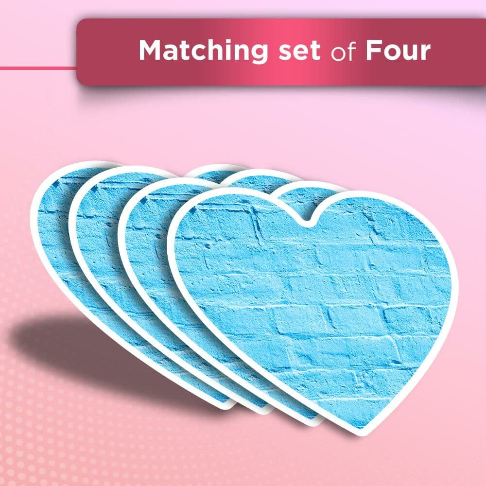 4x Heart Stickers - Blue Brick Wall Art Concept #21252 view 2
