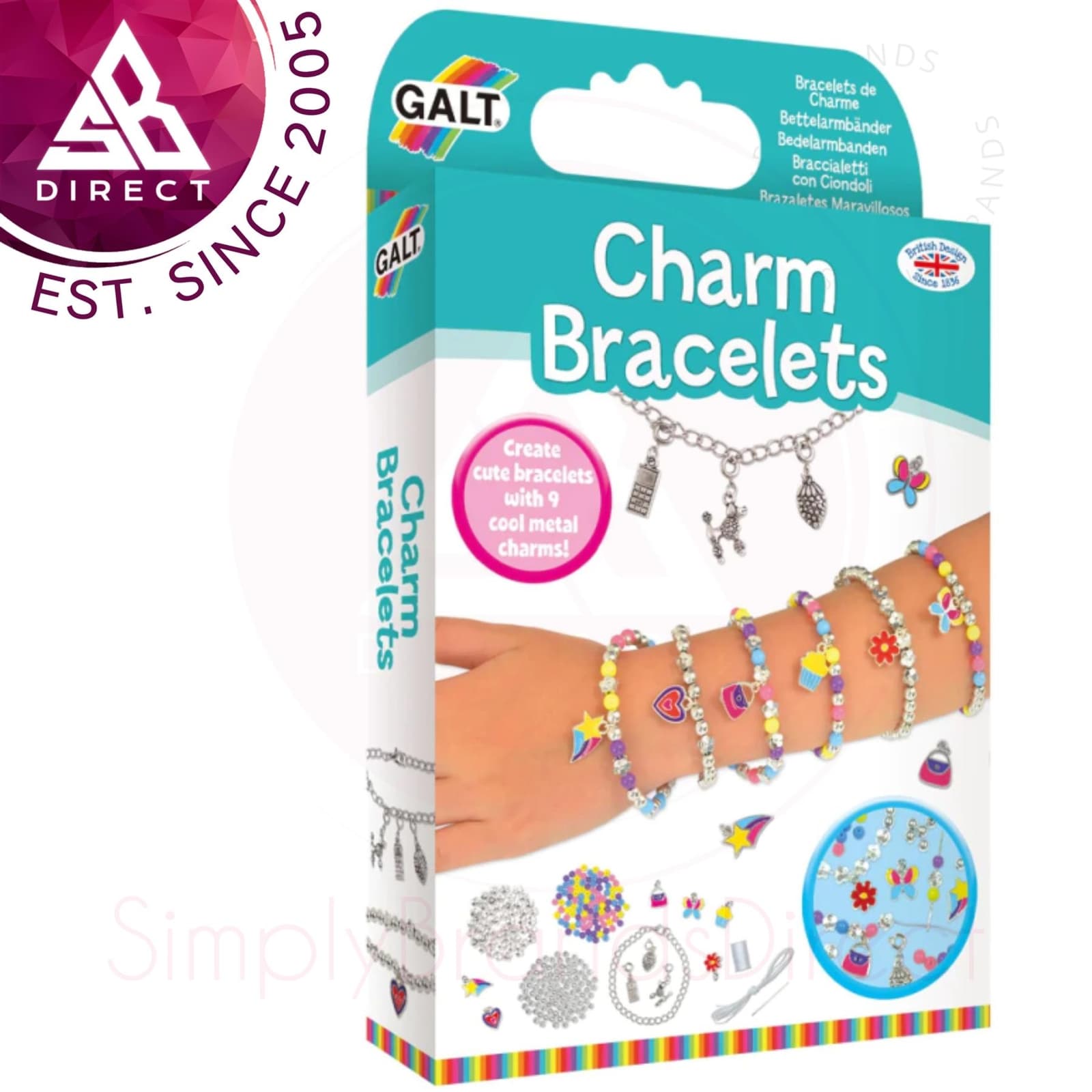 Galt Charm Bracelets Jewellery Making Craft Kit with Metal Charms For 8+ Kids