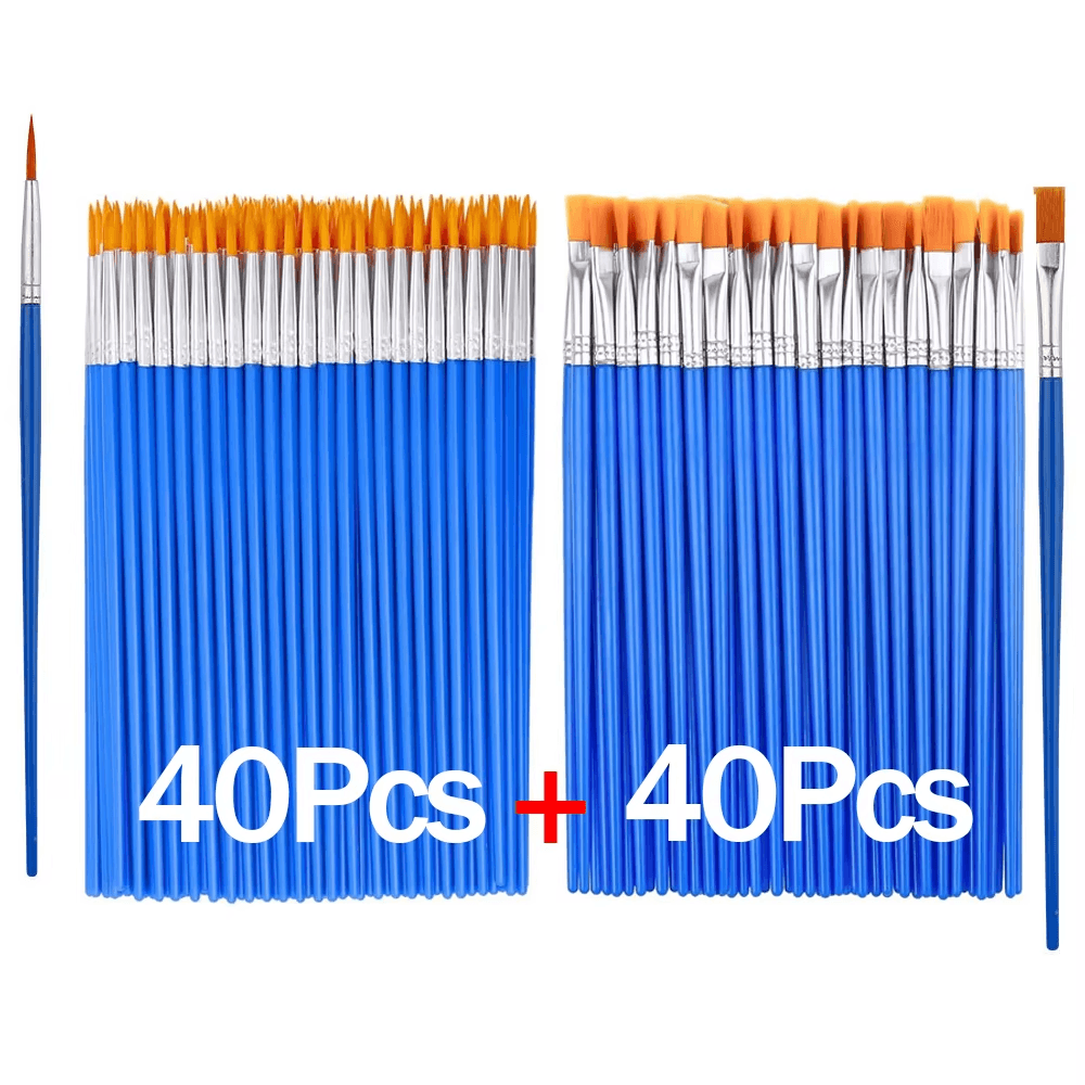 20-200pc Nylon Hair Paint Brush Set for Oil Acrylic Watercolor Art