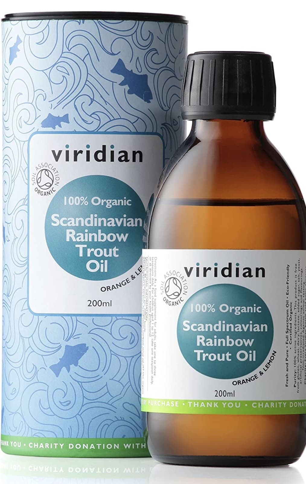 Viridian Rainbow Trout Fish Oil Organic Scandanavian 200ml Gluten Yeast Free view 2
