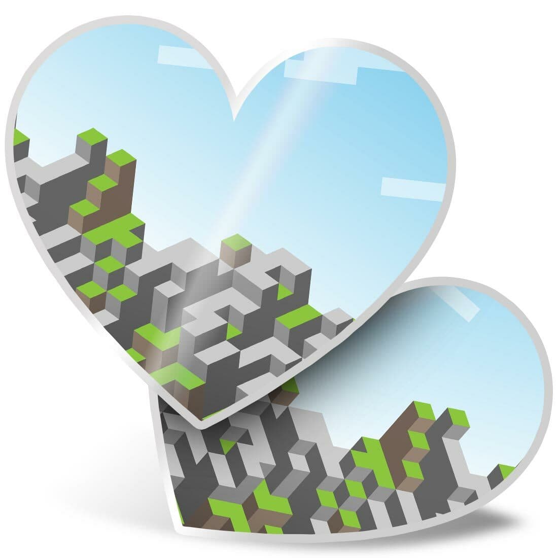 2 x Heart Stickers 10 cm - Gamer Block Building Game Gaming #13191