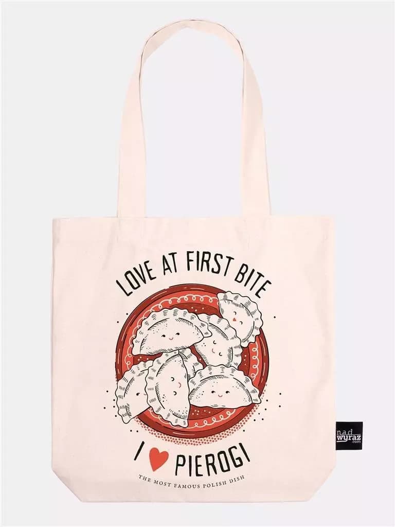 Torba bawełniania ecru I love pierogi Nadwyraz.com