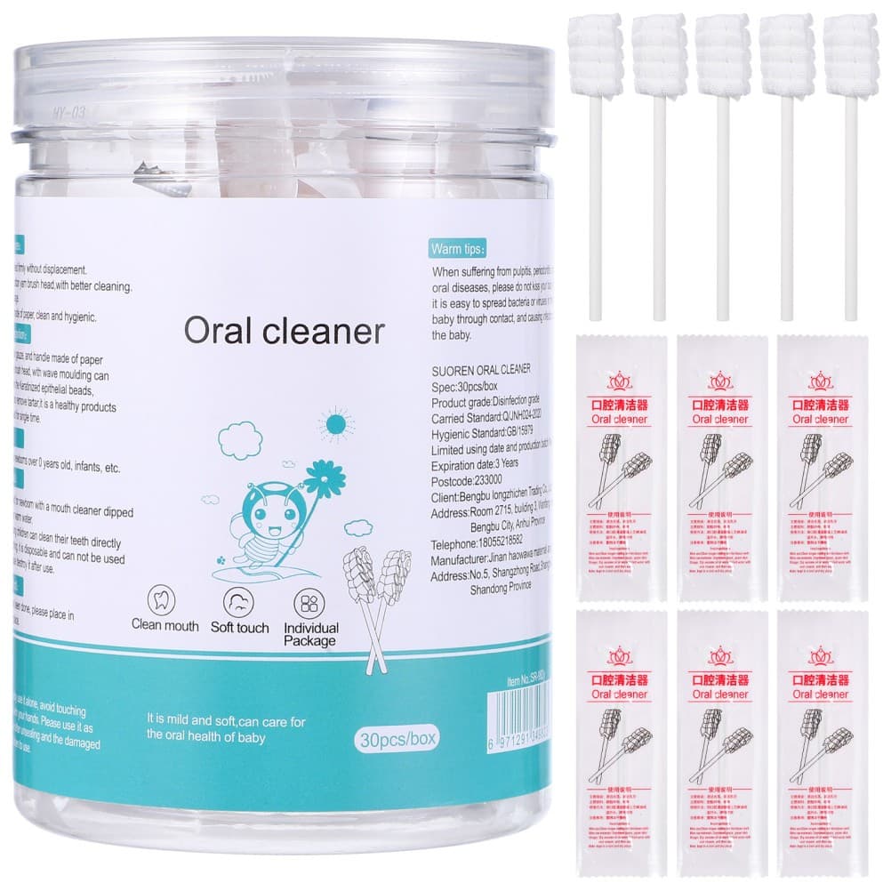 60PCS Disposable Baby Toothbrush: Soft Baby Tongue Cleaner - Soft Gauze Oral