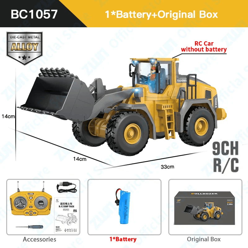 Kids' Best Christmas Gift! 1:24 2.4G 11 Channels RC Construction Vehicle Set - E