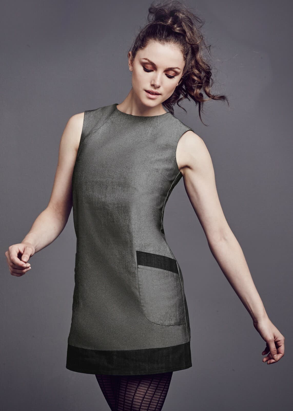 SIMON JERSEY GREY DENIM BEAUTICIANS TUNIC DRESS SLEEVELESS BEAUTY SALON FD0720
