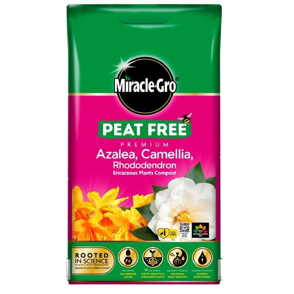 Miracle-Gro 10L Peat Free Premium Azalea| Camellia and Rhododendron Ericaceous Com