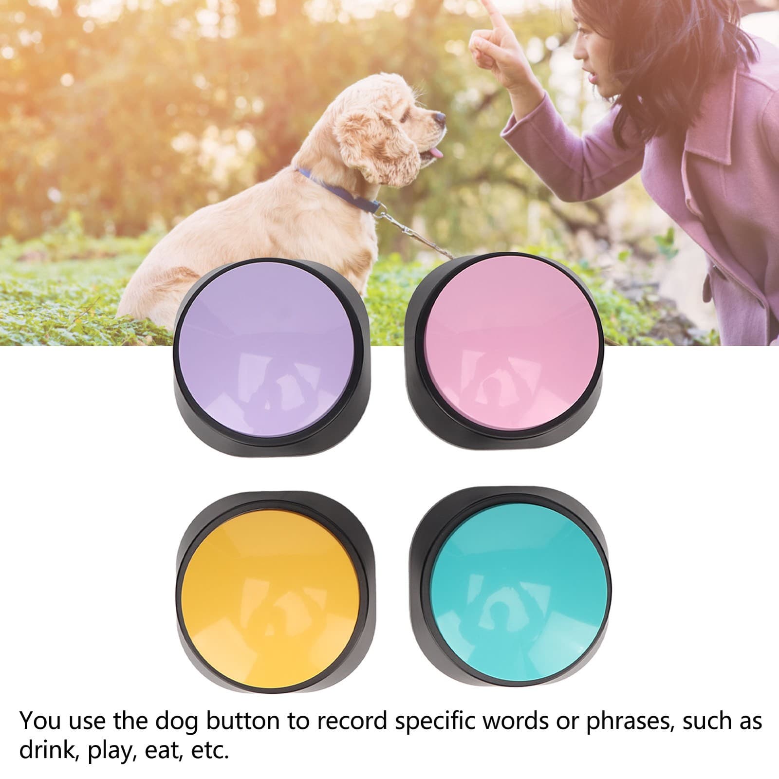 4Pcs Dog Buttons 30 Second Record Clear Sound Pet Training Buzzer For Commun LW view 2