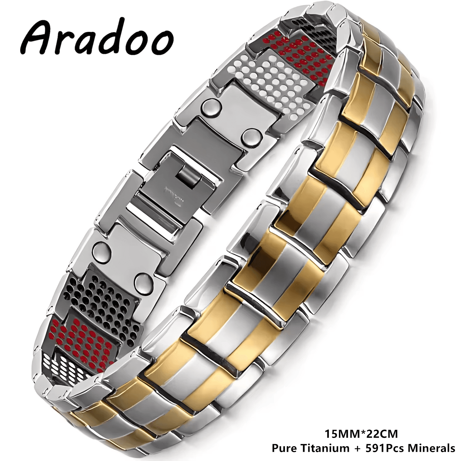 Premium Copper Bracelet for Men with Strength 5000 Gauss Magnets Titanium Steel