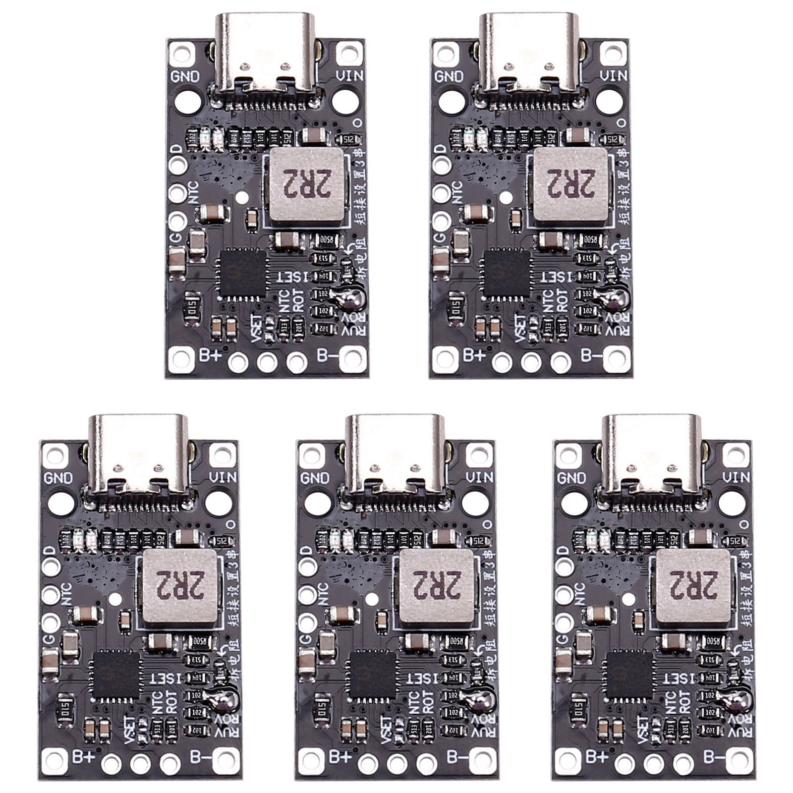 1X(5Pcs Type-C 3.7V 3S Lithium Battery Charging Boost Module Support QC1394