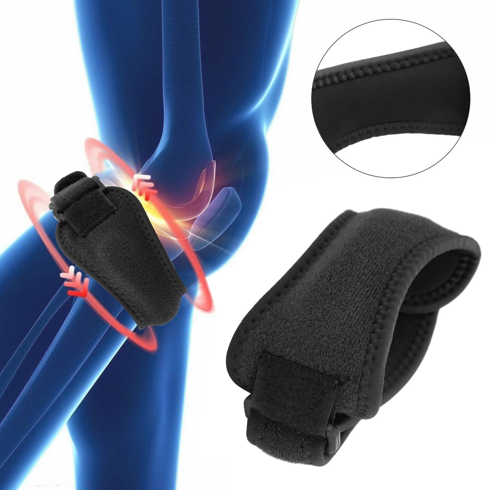 Knee Brace Adjustable Patella Tendon Knee Support Strap For Running Outdoor T view 2