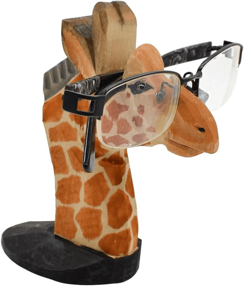 Hand Carved Wood Eyeglasses Spectacle Sunglasses Holder Stand Animal Shaped Home view 2