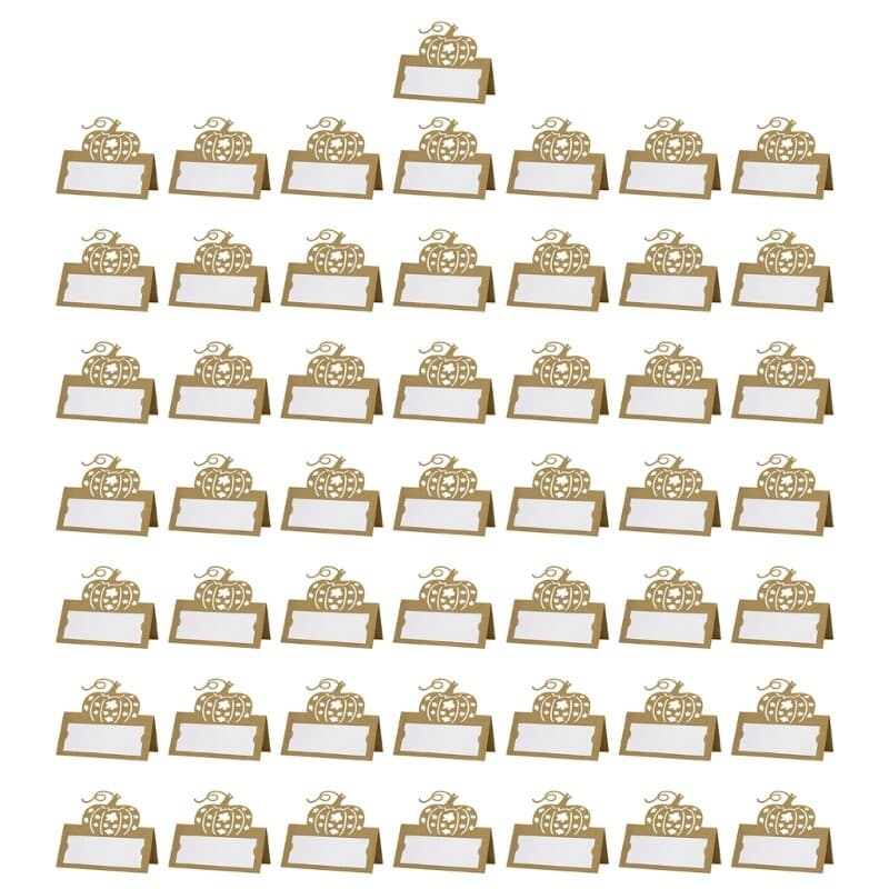 50pcs Festival Table Setting Cards for Thanksgiving with Pumpkin Pattern