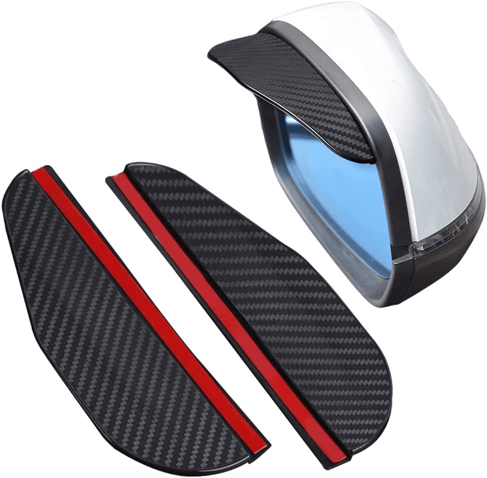 1 Pair Car Side Wing Mirror Rain Protector Cover Cap Smoke Guard Universal Carbo