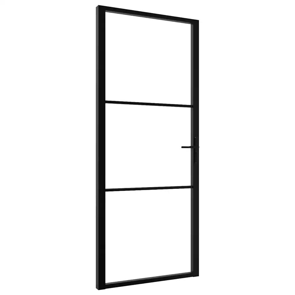 Interior Door Barn Sliding ESG Glass and Aluminium Black vidaXL