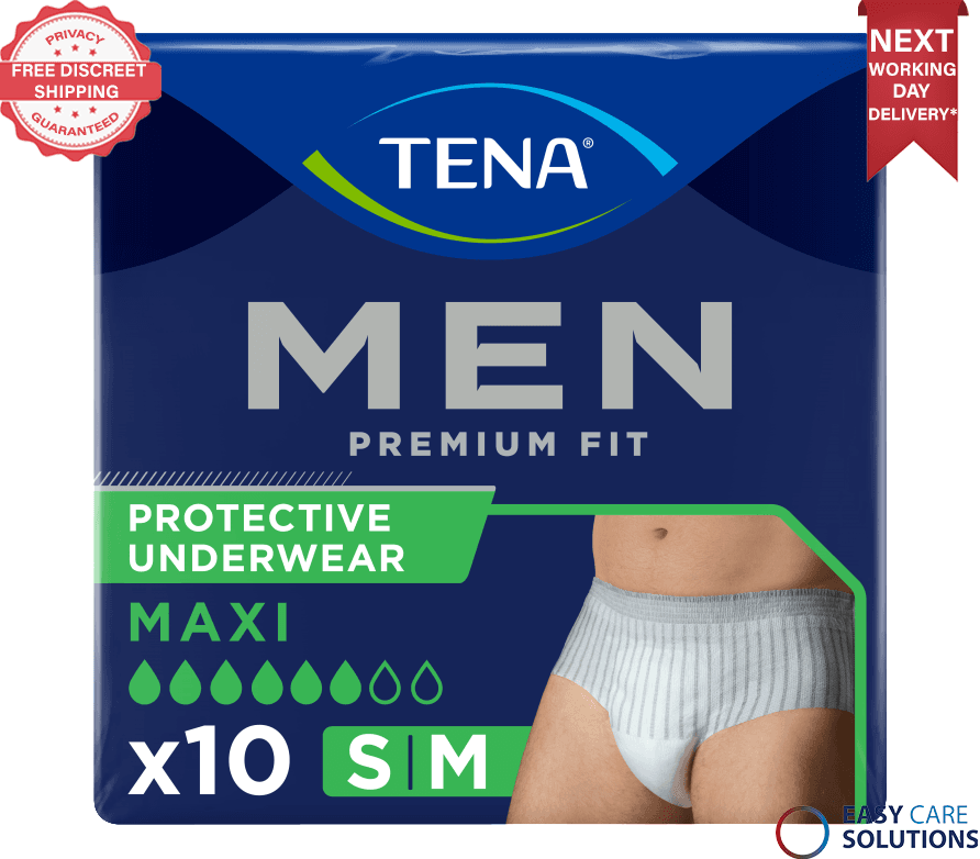 TENA Men Premium Fit Level 4 Protective Underwear - Small/Medium -  Pack of 10