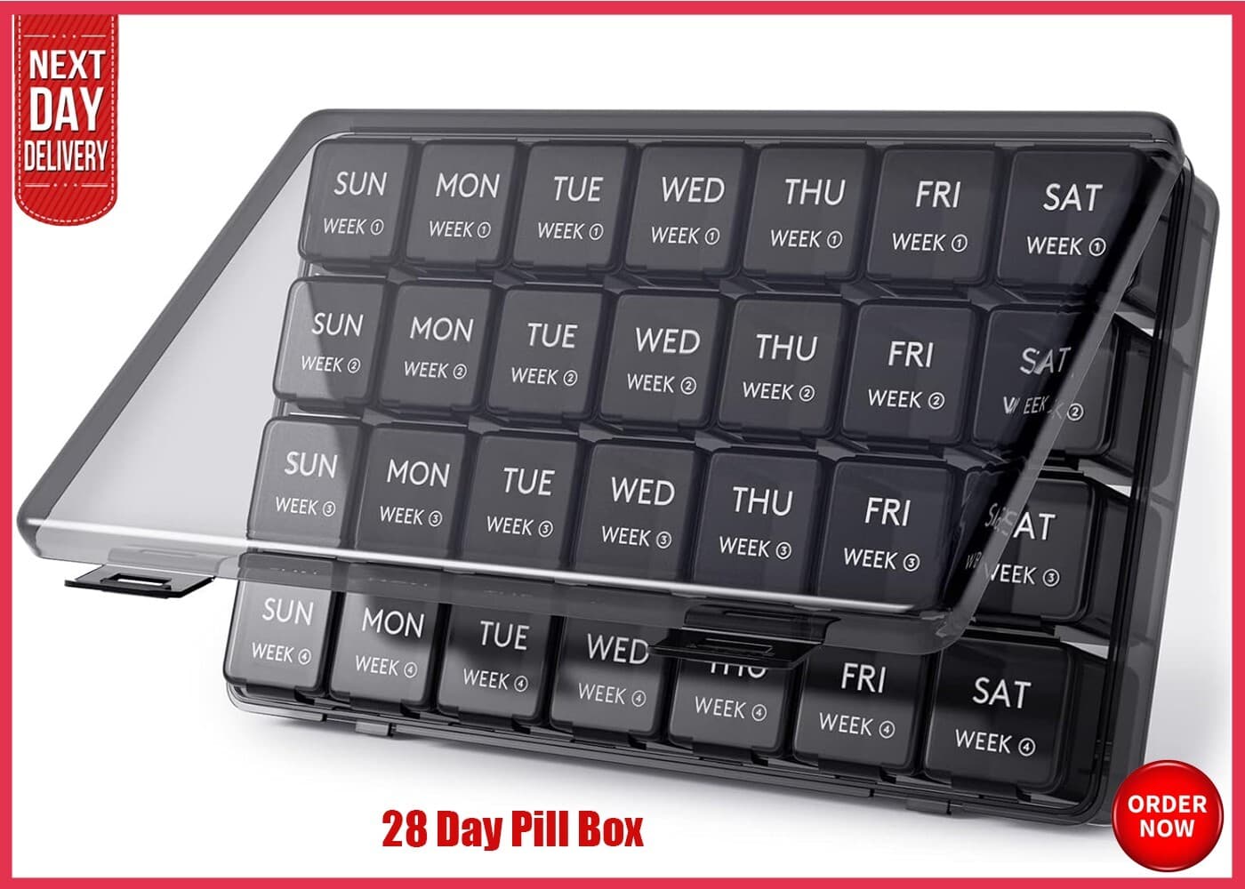 Monthly Pill Organiser| 28 Day Pill Box| 4 Weeks One Month Pill Cases