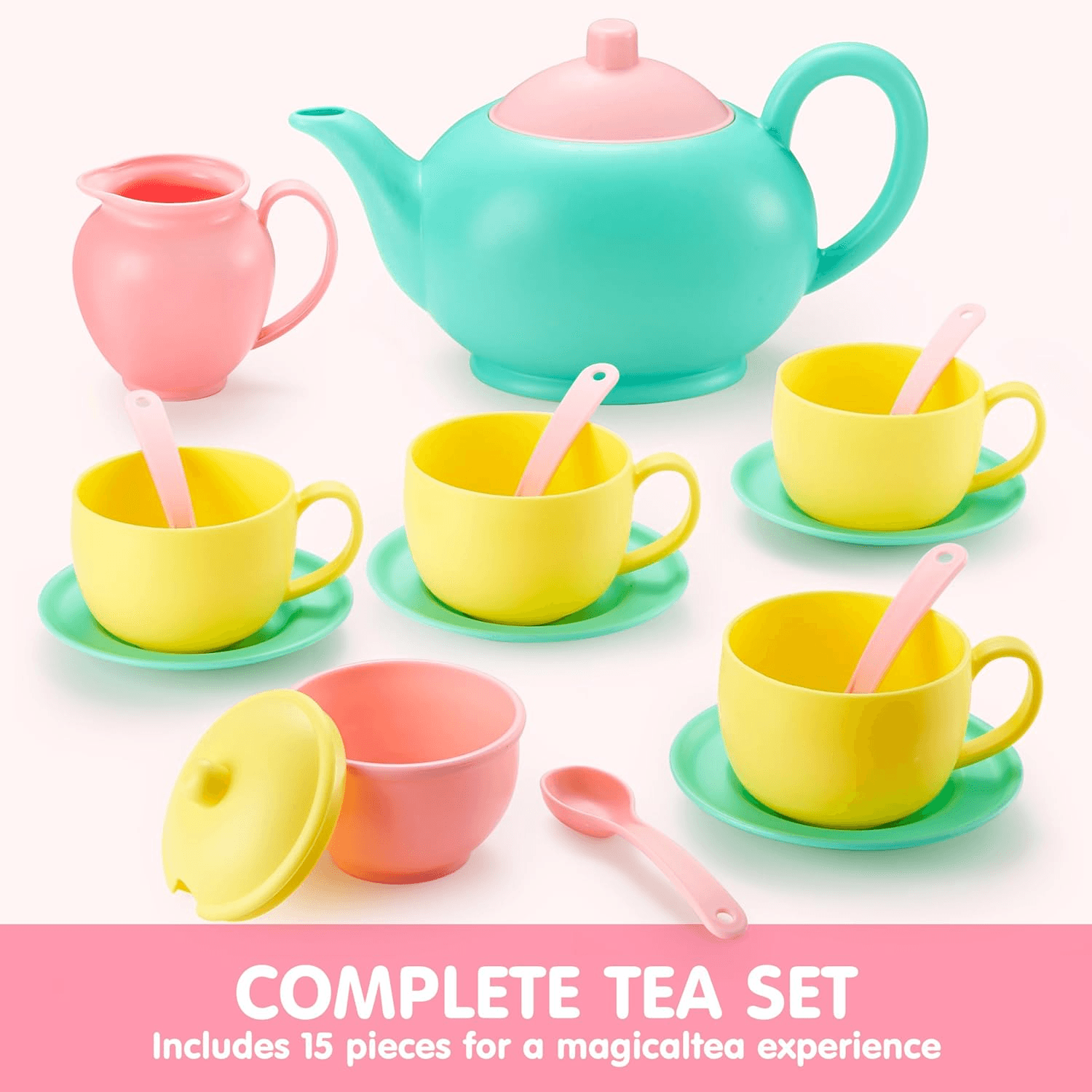 Role Play Fun Tea Party Set - Food Accessories| BPA and Phthalates Free Plastic Te view 2