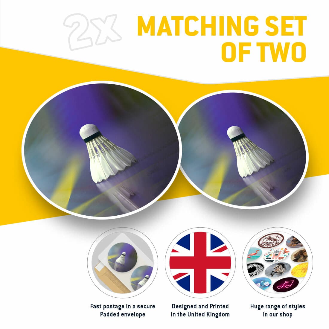 2 x Vinyl Stickers 30cm - Cool Badminton Shuttlecock Cool Gift #3072 view 2