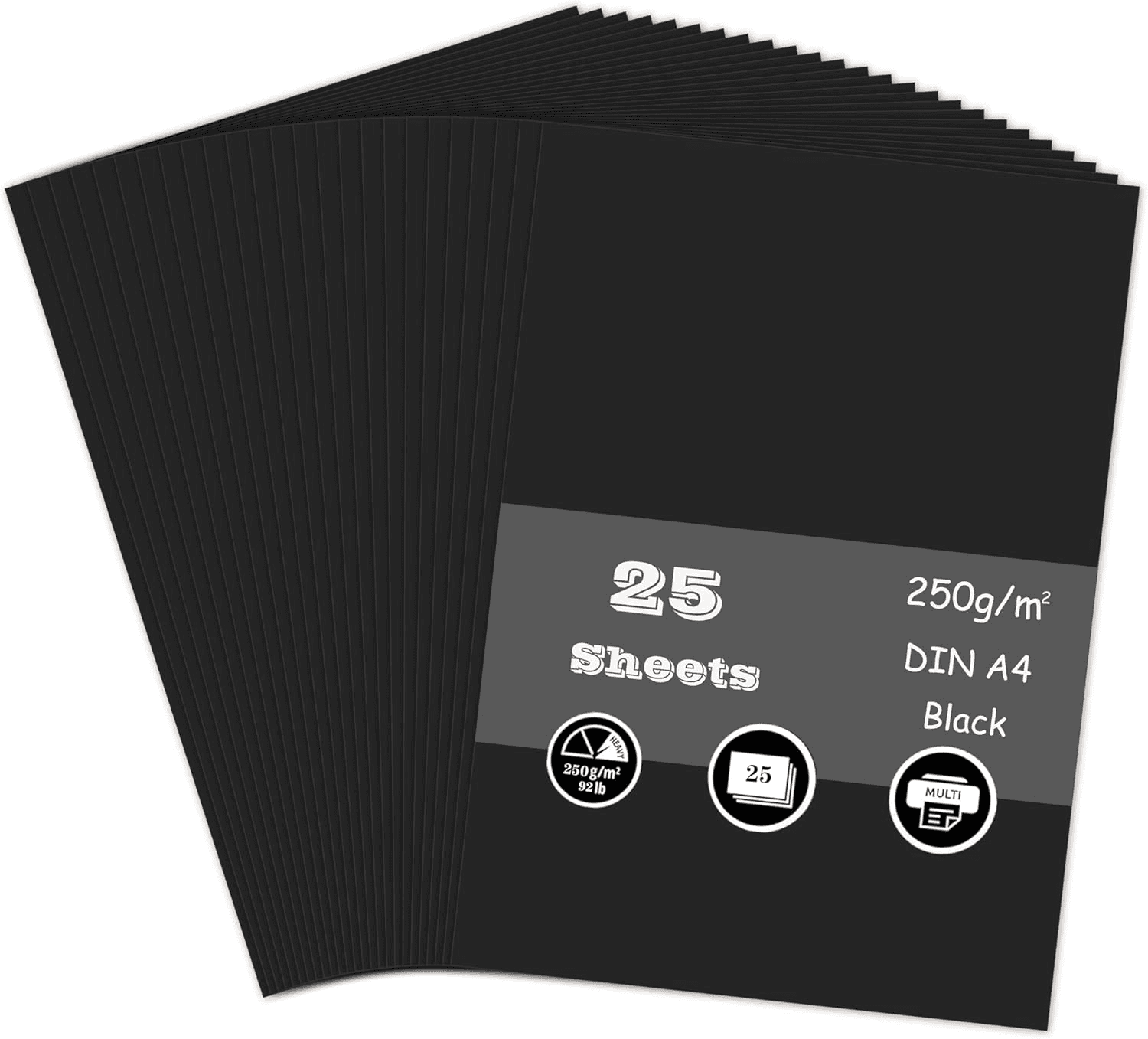 Black Card| A4 Card 250GSM Thick Card Stock for Cards Making| Scrapbook| Office