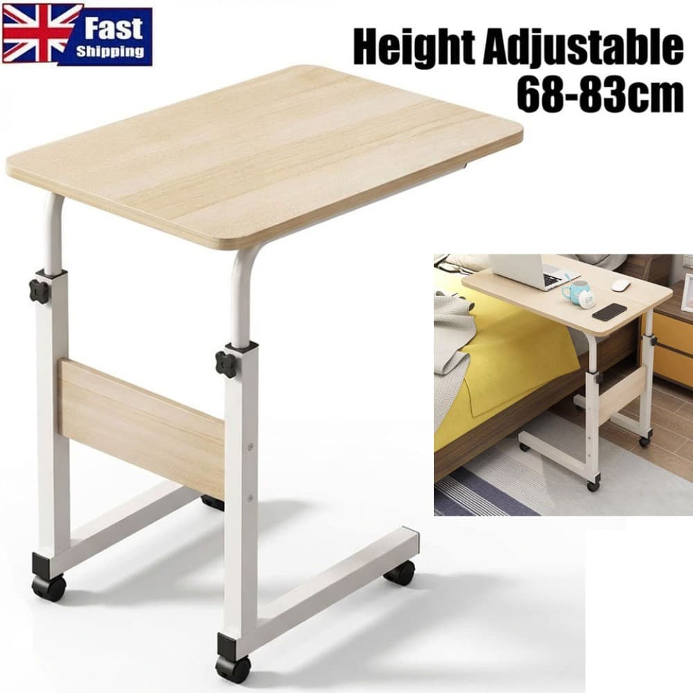 Portable Wheels Mobile Table Laptop Desk Adjustable Height Overbed Sofa Side New