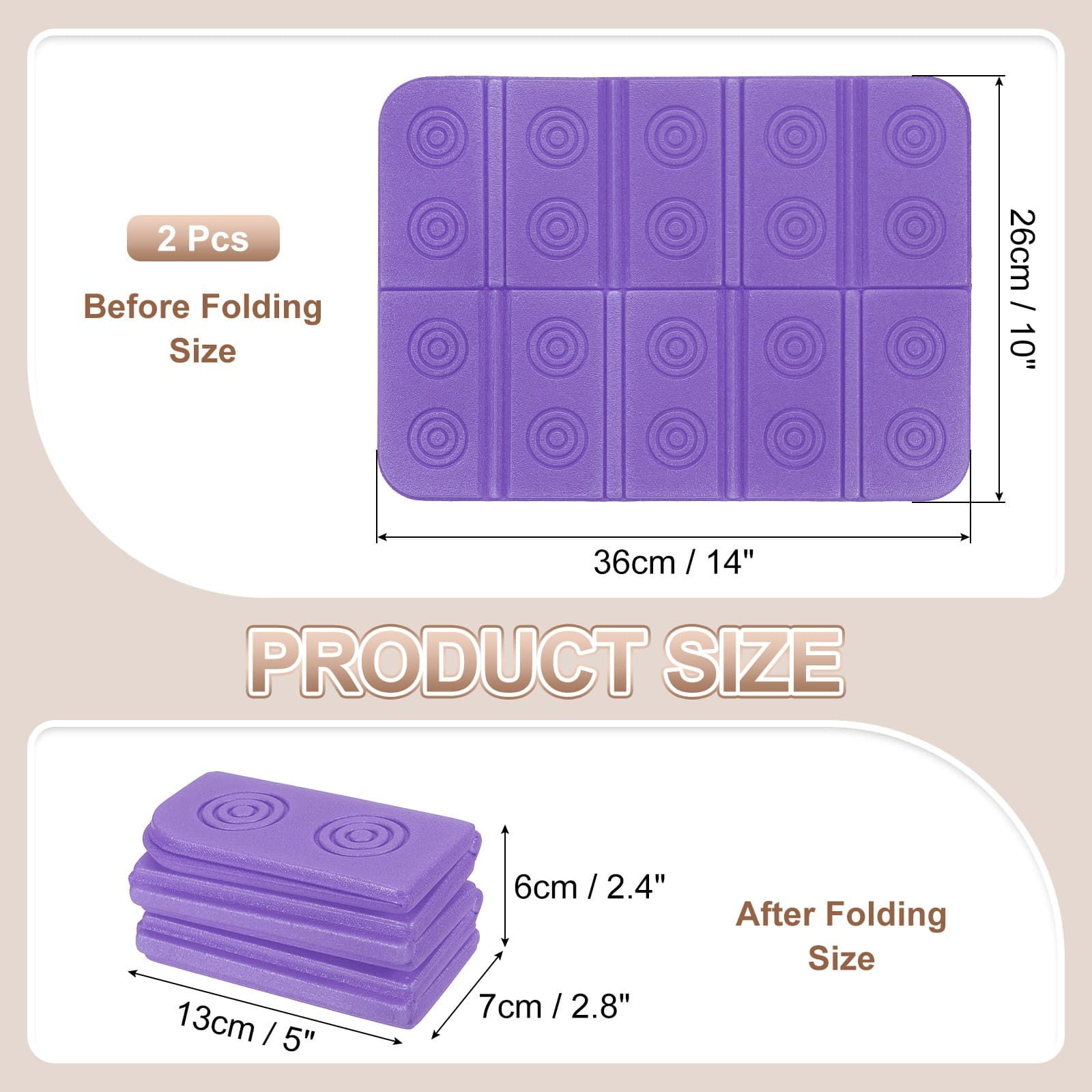 Foldable Sit Pad Foam Sitting Pad 14 x 10\" (2Pack| Purple) view 2