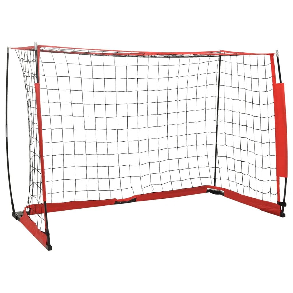 Soccer Goal Portable Black/Red 184x91x124.5cm Steel Fibreglass Frame Net Outdoor