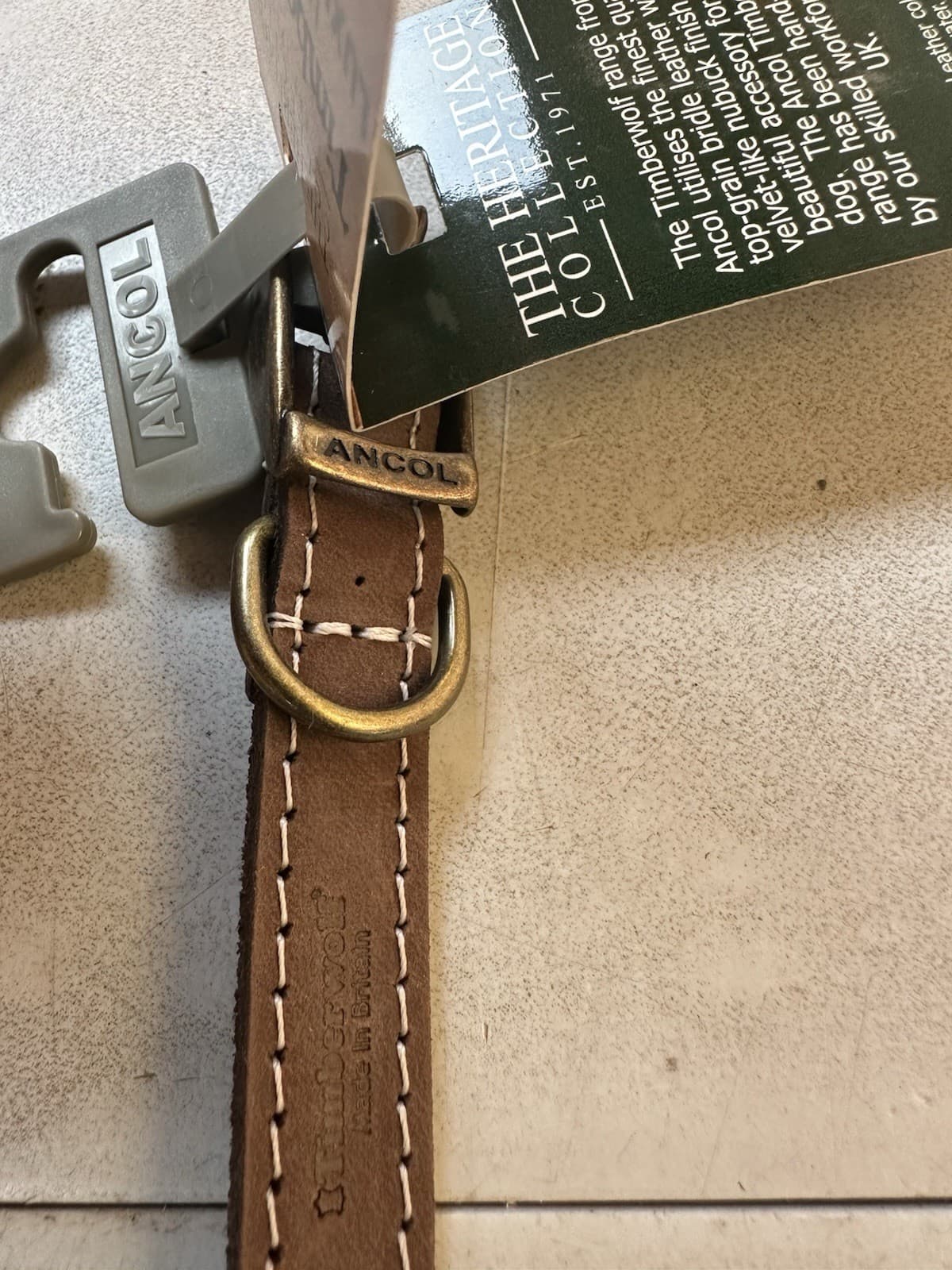 The Heritage Collection Ancol Timberwolf Leather Dog Collar 26-31cm