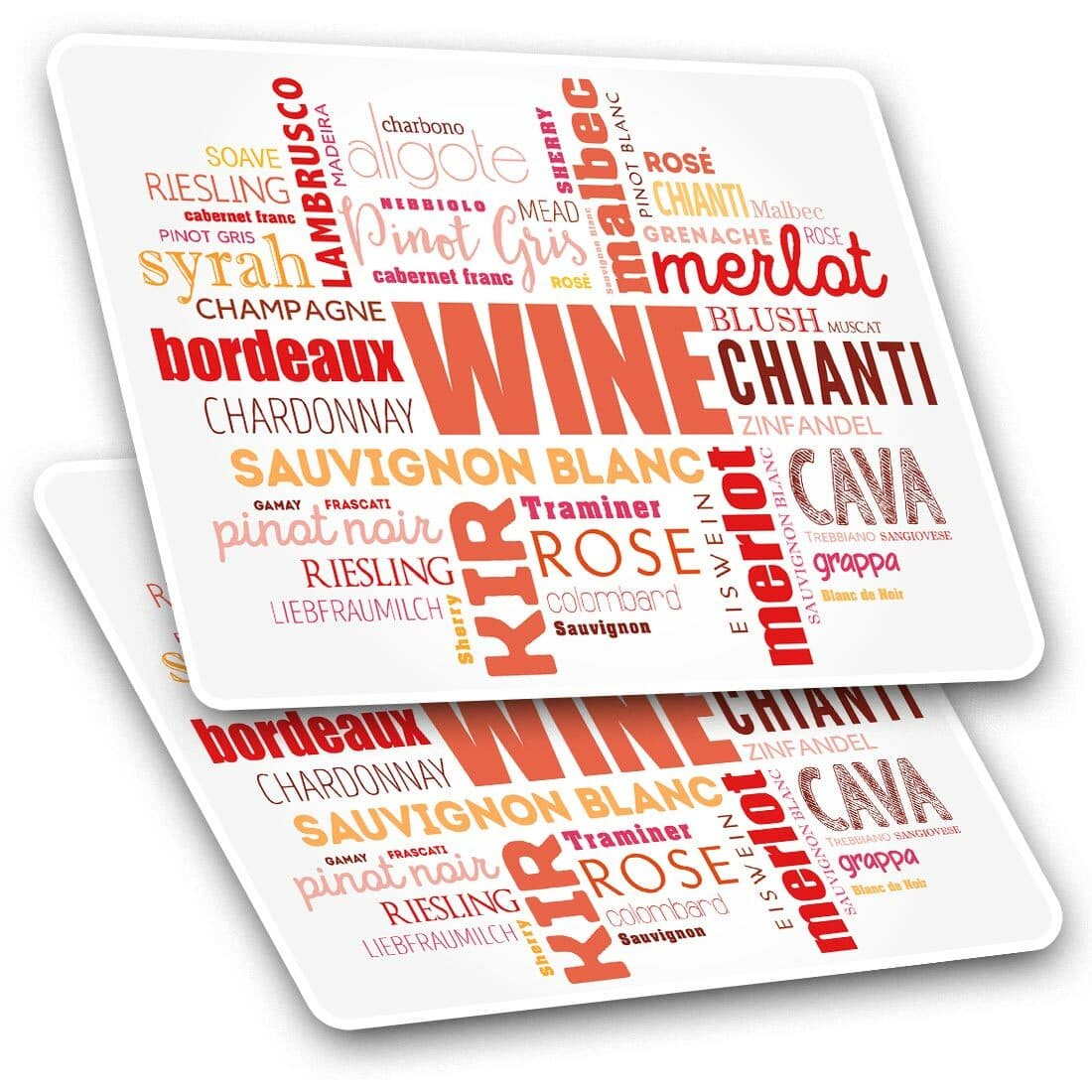 2 x Rectangle Stickers 10 cm - Wine Varieties Bar Drinks Alcohol #24444