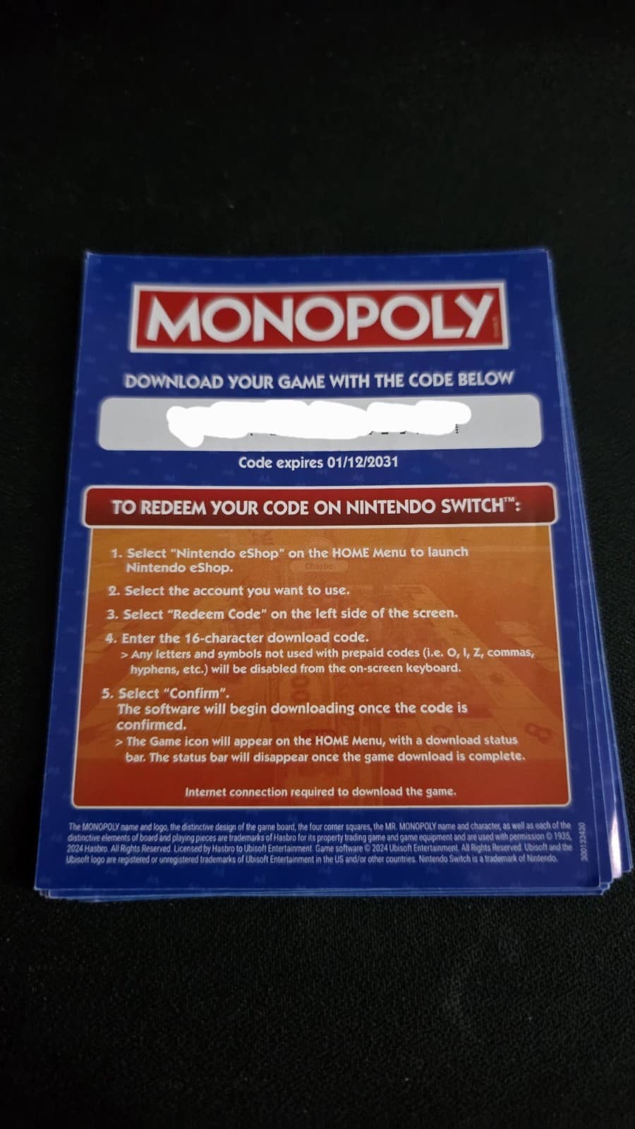 Ubisoft Monopoly Nintendo Switch Game (2020) C0de only