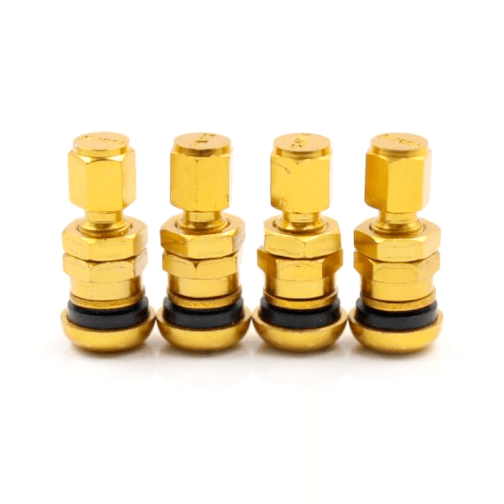 4Pcs Metal Tyre Valve Stem Kit Short Bolt Stems with Dust Caps Car Bike UK