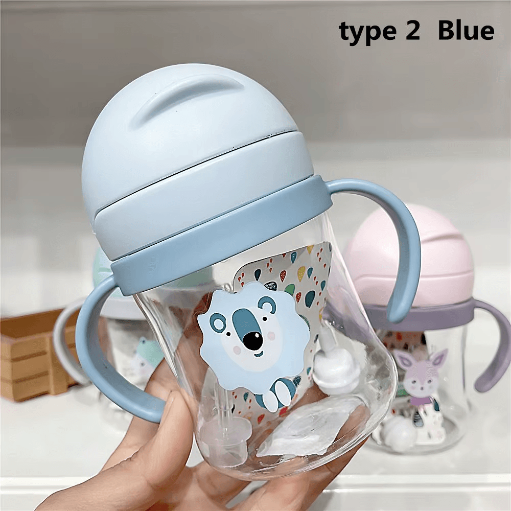 250ML Cartoon Pattern Outdoor Child Drinking Bottle with Straw Baby Feeding Cup