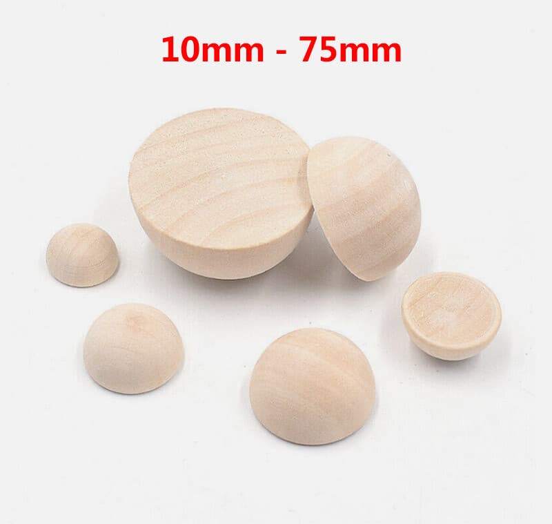 Size selectable Ø8 10 15 20 25 30 35 40 50 60 70 mm Wooden hemisphere natural
