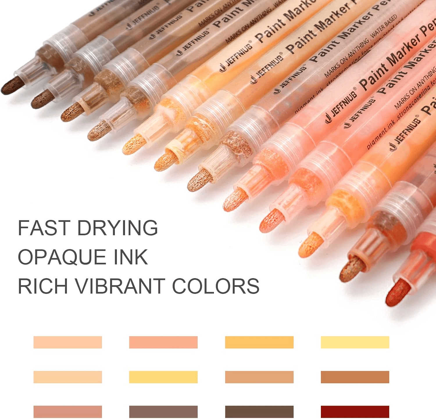 Acrylic Paint Pens Set of 12 Colors,Skin Tone Markers,Permanent Acrylic Marker P view 2