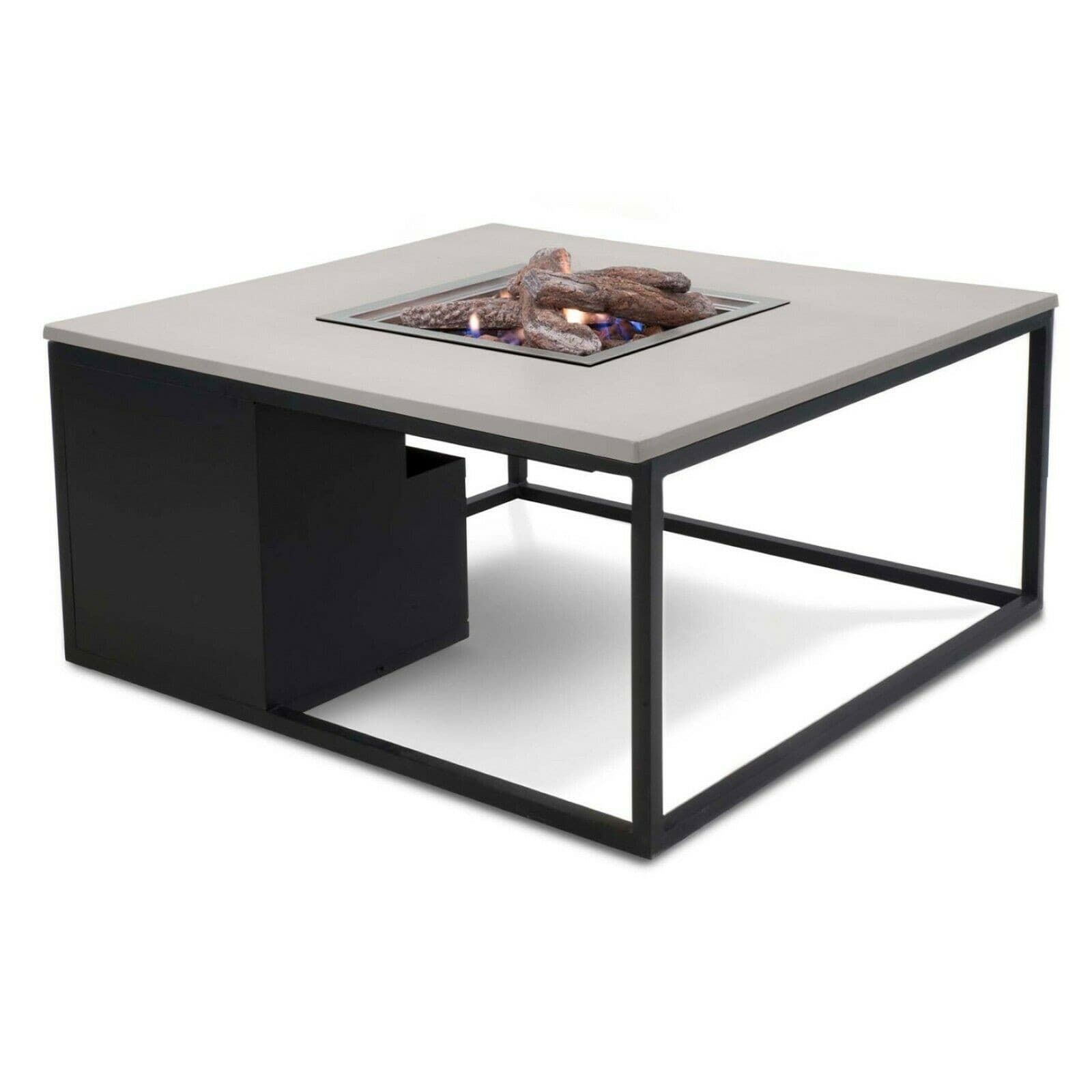 CosiLoft 100 Lounge Table Fire Pit with Black Frame and a Grey Top view 2