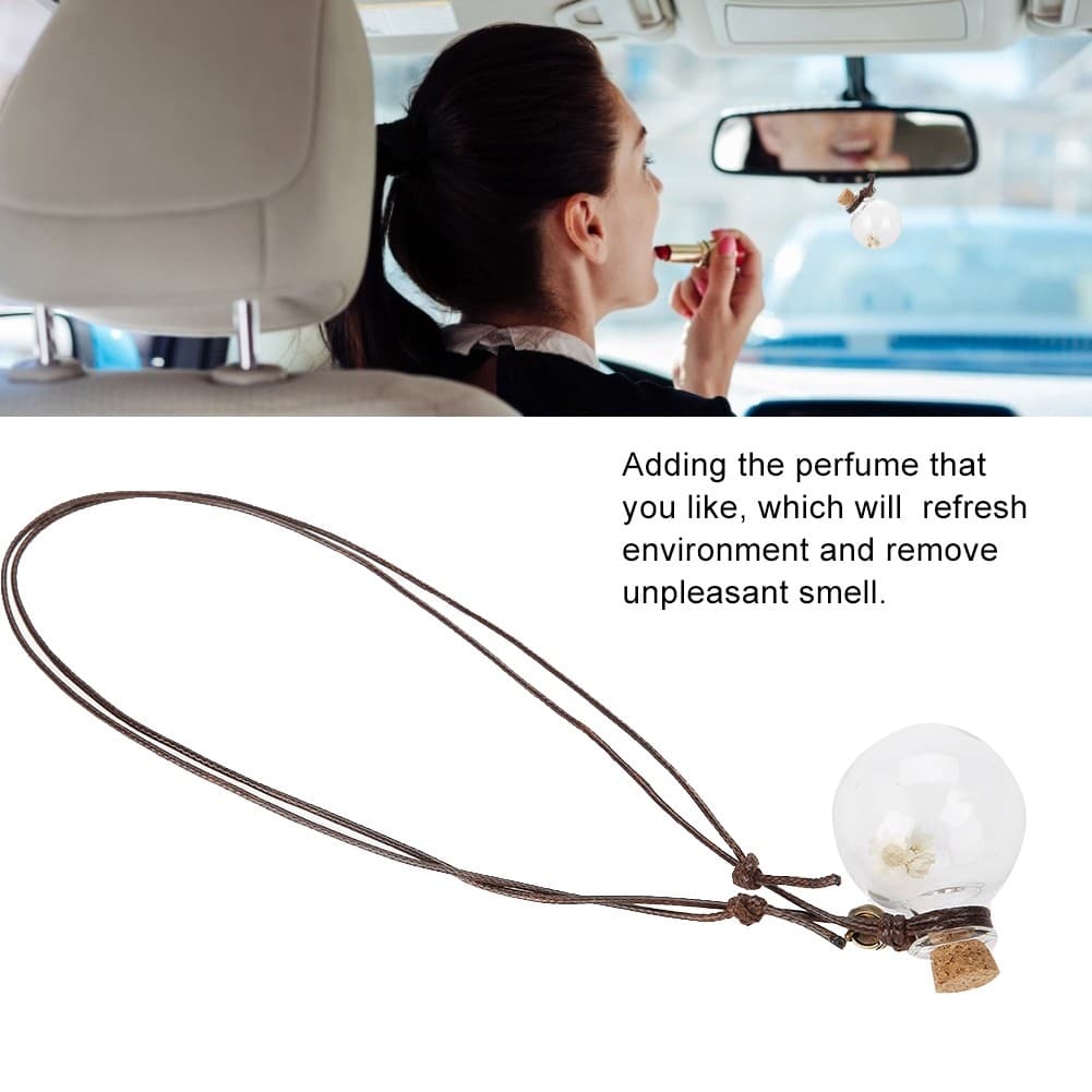 Car Pendant Empty Perfume Bottle With Flower Hanging Freshner Fragrance Auto BAJ view 2