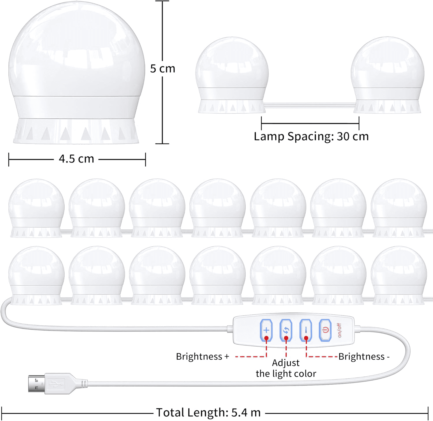 Mirror Lights 14 Bulbs| Hollywood Mirror Light Kit| Vanity Lights Perfectly Hidd view 2