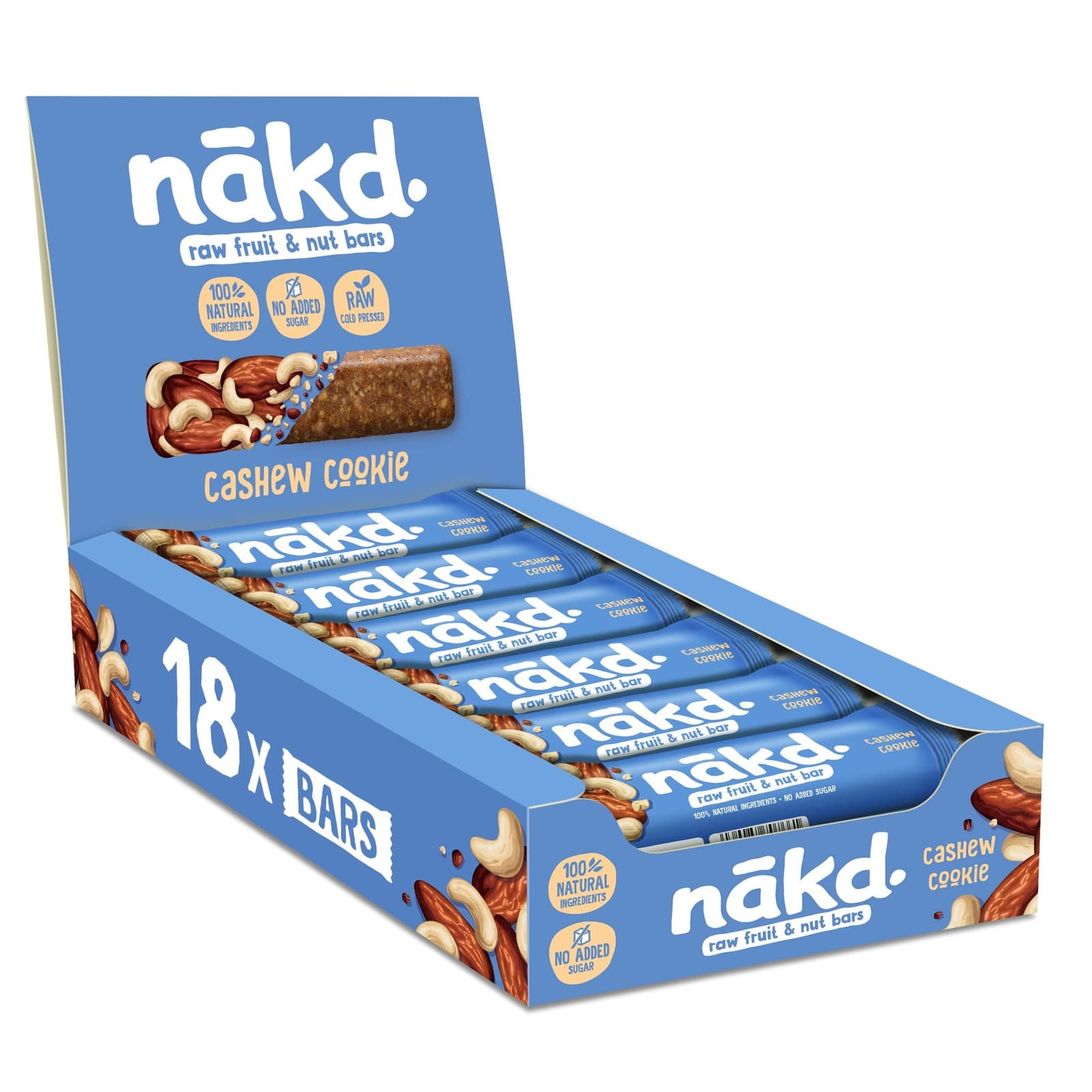 Cashew Cookie Natural Fruit and Nut Bars Vegan Healthy Snack Gluten Free 35g x 18
