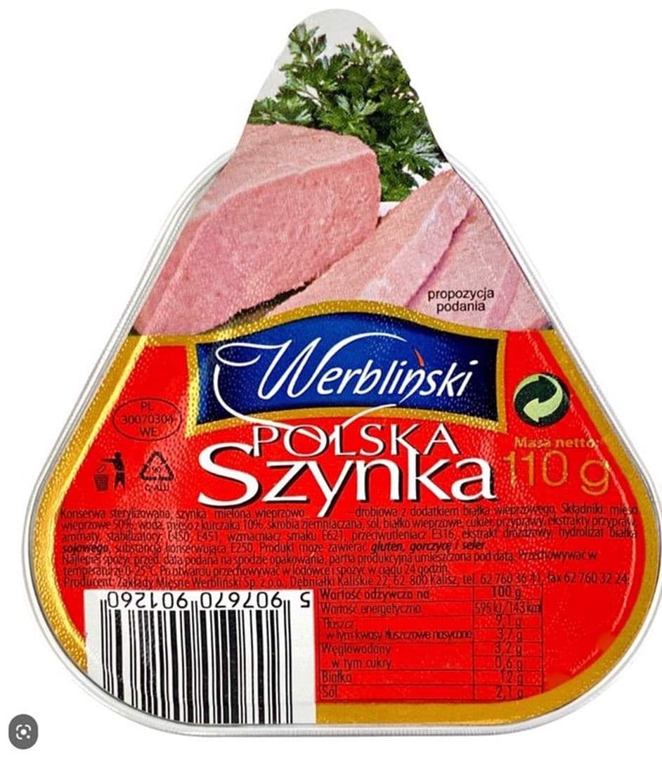 5907670901260 Werbliński Szynka Polska wieprzowo- drobiowa 110 g x 3 sztuk ZESTA