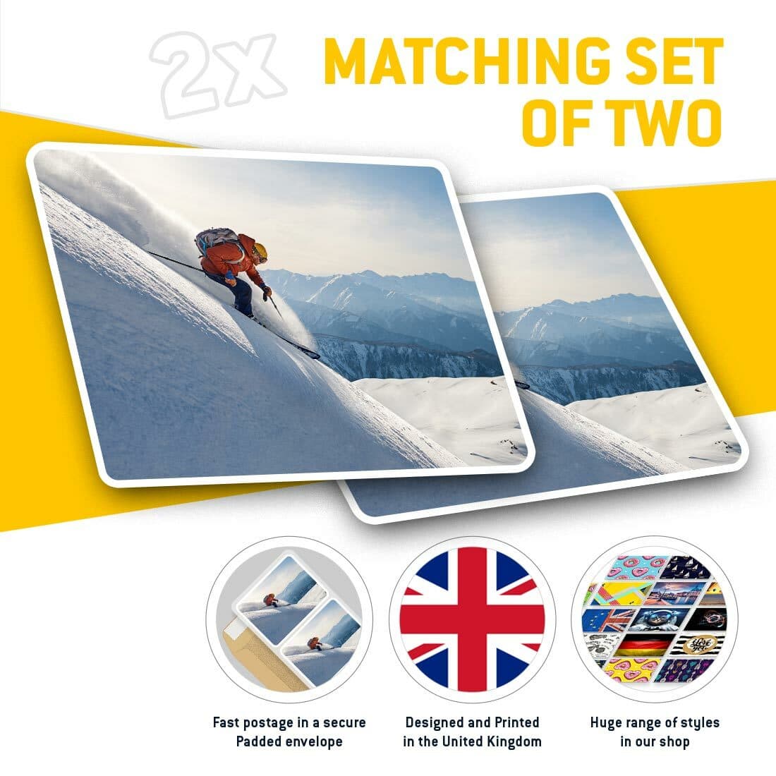 2 x Rectangle Stickers 10 cm - Freeride Skiing Mountains Ski Snow #21553 view 2