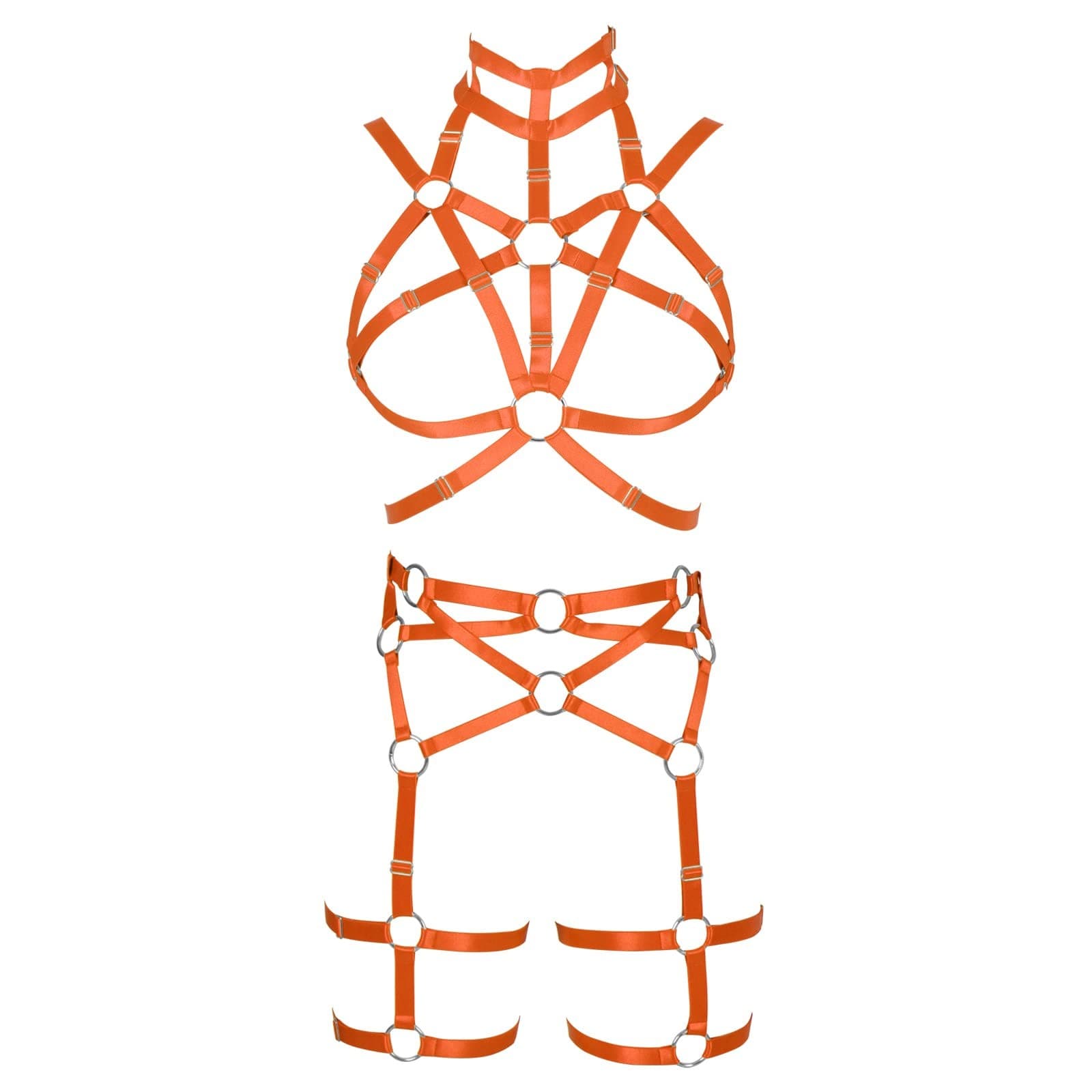 Banssgoth Women'S Full Body Harness Waist Garter Belt Top Hollow Cage Bra H