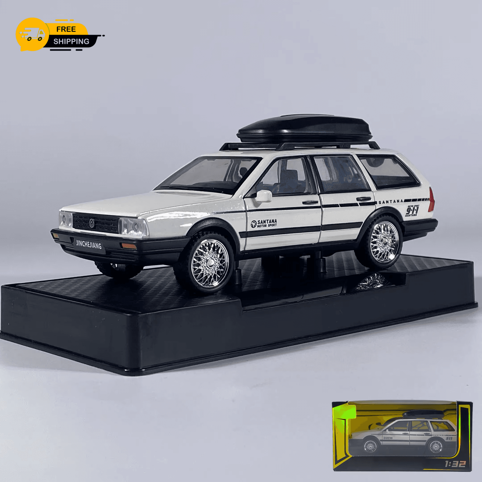 Volkswagen Santana Wagon Alloy Diecast Model Car Pull Back Sound Light Toy 1:32
