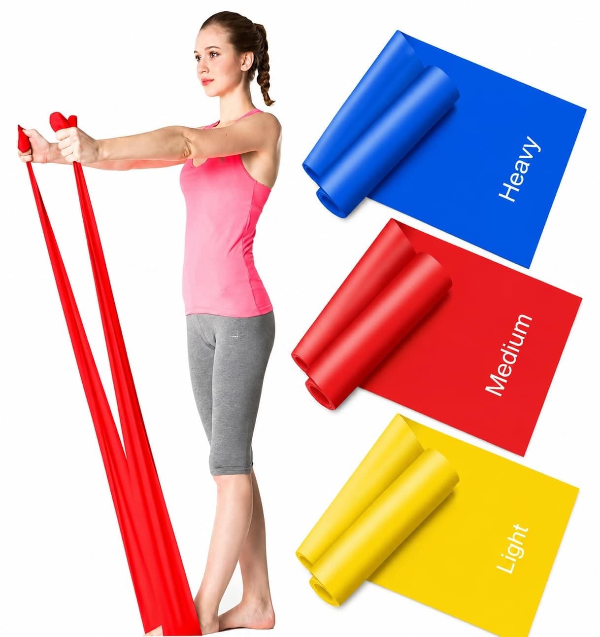 Resistance Bands Set Set of 3 1.5M/4.9ft SkinFriendly Exercise Bands with 3 R...