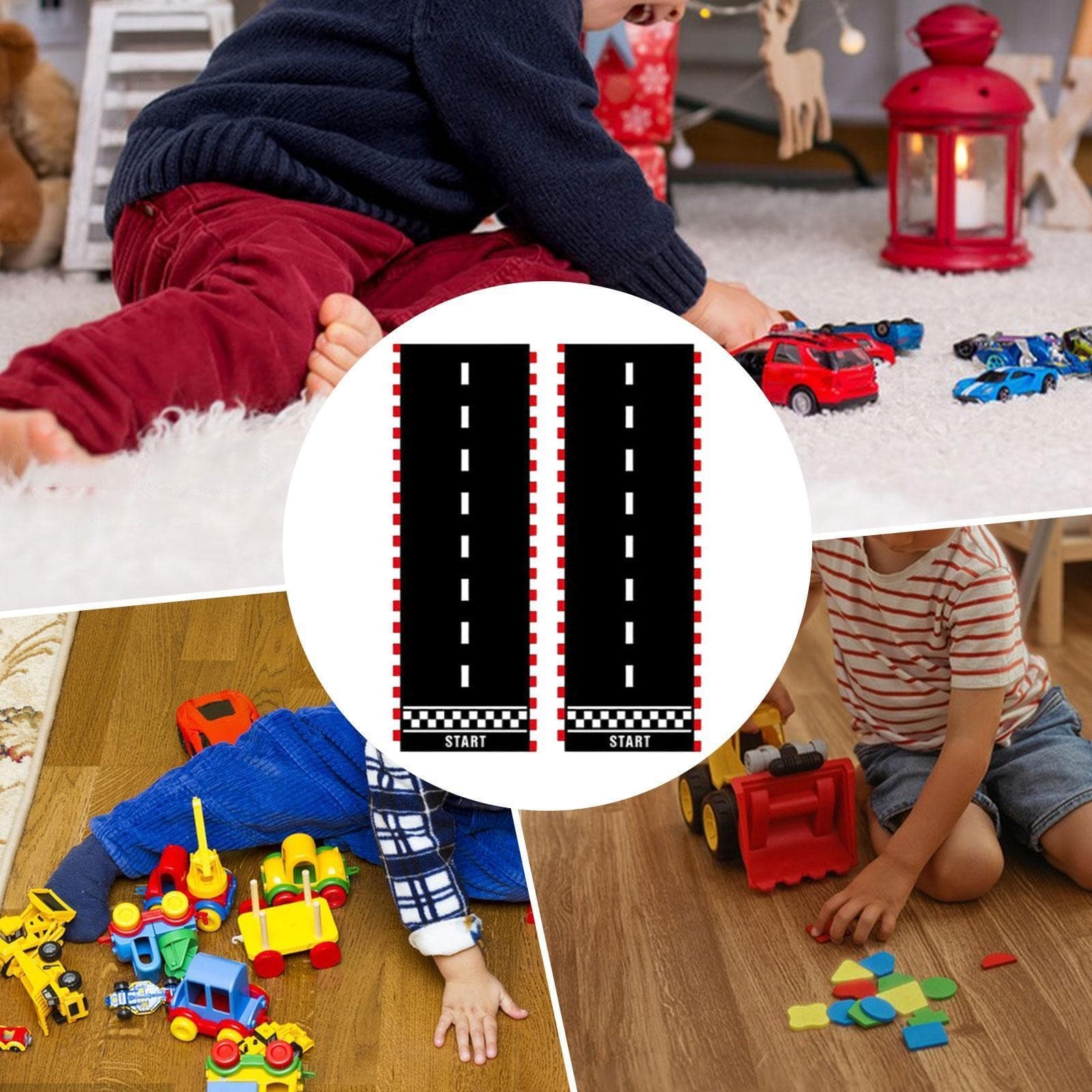 2x Racetrack Floor Running Racer Photo Props Versatile Party Decoration Mat