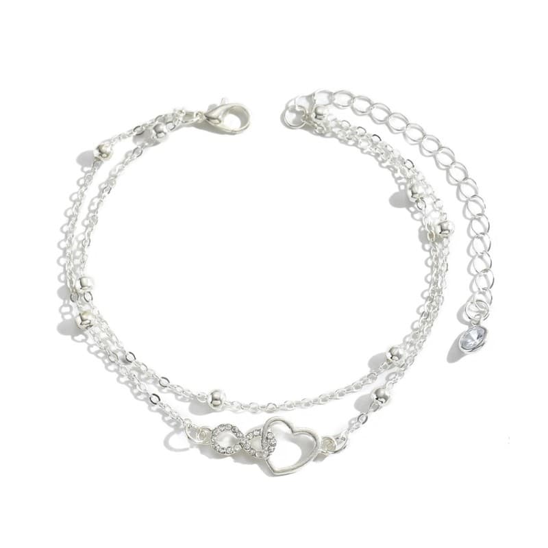 Waterproof Alloy Women’s Ankle Chain Two Tiers Jewelry for Casual Outings