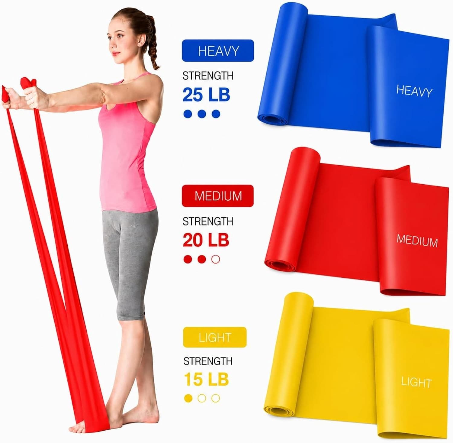 Resistance Bands Set of 3 1.5M/4.9ft Skin-Friendly TPE Loop Bands 3 Levels for view 2