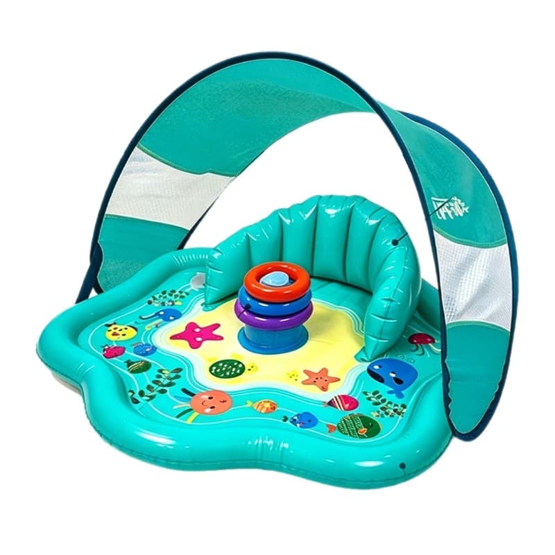Portable Infant Outdoor Play Seat with Supportive Backrest Shade for Water Game