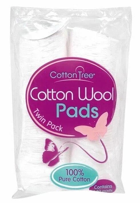 Cotton Tree Round Cotton Wool Pads TWIN PACK OF 120 PADS Remove Makeup/Nail poli